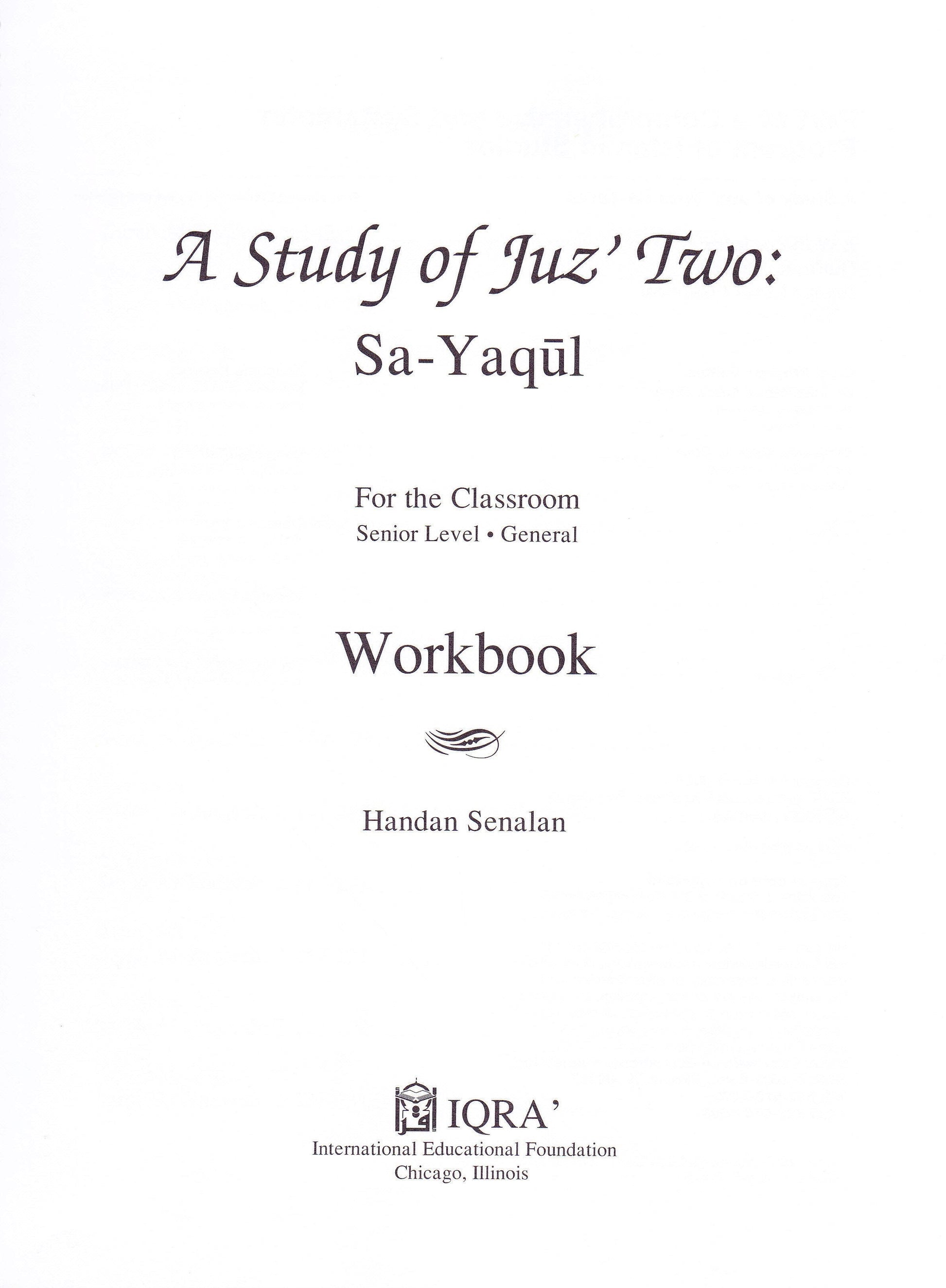 Juz' Two: Sa-Yaqul Workbook - Premium Workbook from IQRA' international Educational Foundation - Just $6! Shop now at IQRA Book Center 