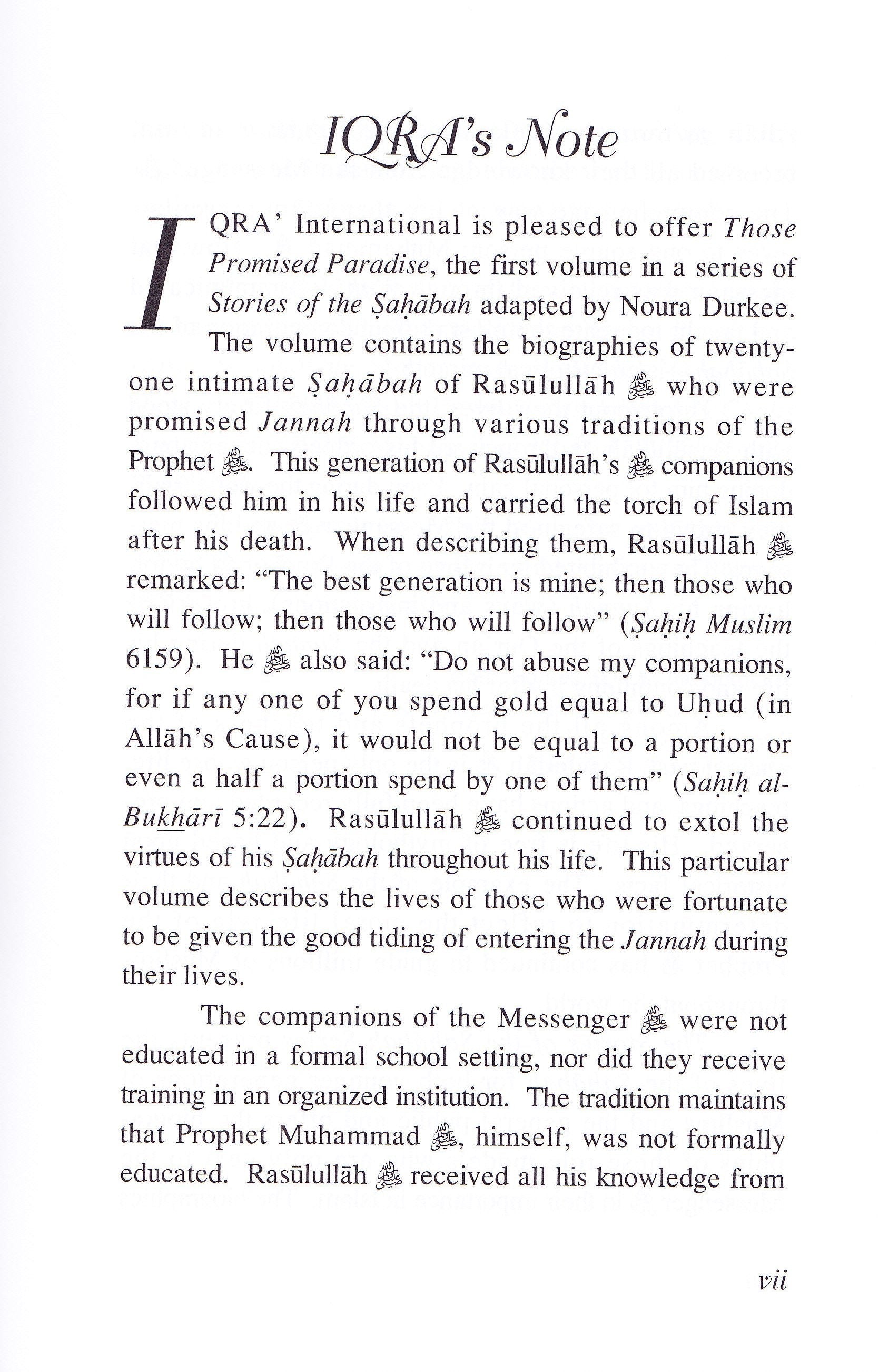 Those Promised Paradise-Stories of Sahabha Volume1 - Premium Textbook from IQRA' international Educational Foundation - Just $11! Shop now at IQRA' international Educational Foundation